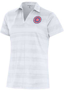 Antigua South Bend Cubs Womens White Compass Short Sleeve Polo Shirt