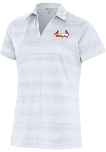 Antigua Springfield Cardinals Womens White Compass Short Sleeve Polo Shirt
