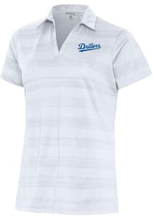 Antigua Tulsa Drillers Womens White Compass Short Sleeve Polo Shirt