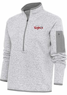 Antigua Lansing Lugnuts Womens Grey Fortune Qtr Zip