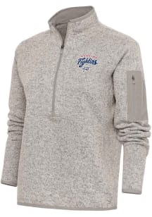 Antigua Reading Fightin Phils Womens Oatmeal Fortune 1/4 Zip Pullover