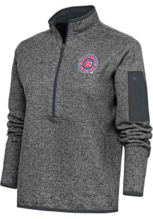 Antigua South Bend Cubs Womens Grey Fortune 1/4 Zip Pullover