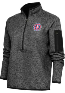 Antigua South Bend Cubs Womens Black Fortune 1/4 Zip Pullover