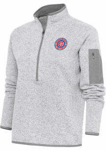 Antigua South Bend Cubs Womens Grey Fortune 1/4 Zip Pullover