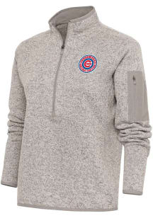 Antigua South Bend Cubs Womens Oatmeal Fortune 1/4 Zip Pullover
