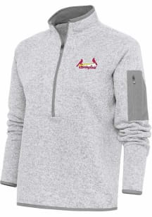 Antigua Springfield Cardinals Womens Grey Fortune 1/4 Zip Pullover