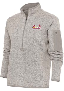 Antigua Springfield Cardinals Womens Oatmeal Fortune 1/4 Zip Pullover