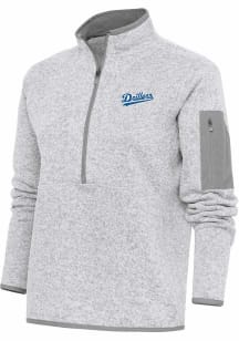 Antigua Tulsa Drillers Womens Grey Fortune Qtr Zip