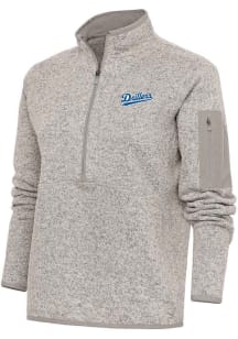 Antigua Tulsa Drillers Womens Oatmeal Fortune Qtr Zip