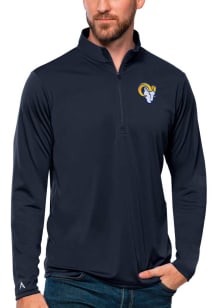 Antigua Los Angeles Rams Mens Navy Blue Tribute Long Sleeve 1/4 Zip Pullover