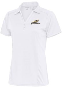 Antigua Akron RubberDucks Womens White Tribute Short Sleeve Polo Shirt