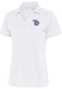 Antigua Iowa Cubs Womens White Tribute Short Sleeve Polo Shirt