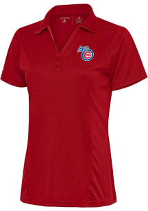 Antigua Iowa Cubs Womens Red Tribute Short Sleeve Polo Shirt