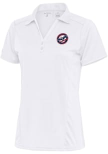 Antigua Louisville Bats Womens White Tribute Short Sleeve Polo Shirt
