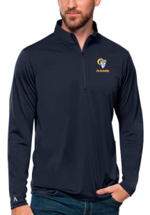 Antigua Los Angeles Rams Mens Navy Blue Tribute Long Sleeve 1/4 Zip Pullover