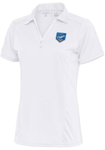 Antigua Oklahoma City Dodgers Womens White Tribute Short Sleeve Polo Shirt