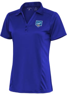 Antigua Oklahoma City Dodgers Womens Blue Tribute Short Sleeve Polo Shirt