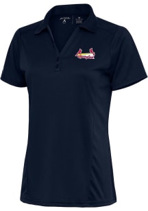 Antigua Springfield Cardinals Womens Navy Blue Tribute Short Sleeve Polo Shirt