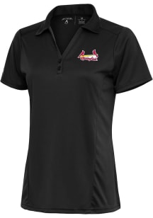 Antigua Springfield Cardinals Womens Grey Tribute Short Sleeve Polo Shirt