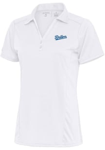 Antigua Tulsa Drillers Womens White Tribute Short Sleeve Polo Shirt