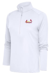 Antigua Springfield Cardinals Womens White Tribute 1/4 Zip Pullover