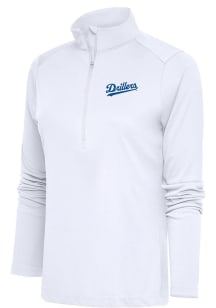 Antigua Tulsa Drillers Womens White Tribute Qtr Zip Pullover