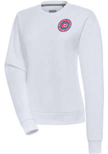 Antigua South Bend Cubs Womens White Victory Crew Sweatshirt