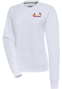 Antigua Springfield Cardinals Womens White Victory Crew Sweatshirt