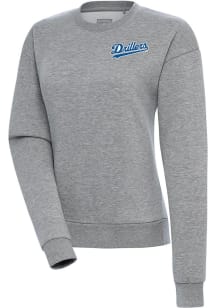 Antigua Tulsa Drillers Womens Grey Victory Crew Sweatshirt