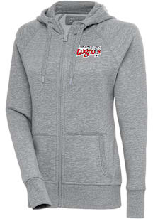 Antigua Lansing Lugnuts Womens Grey Victory Long Sleeve Full Zip Jacket