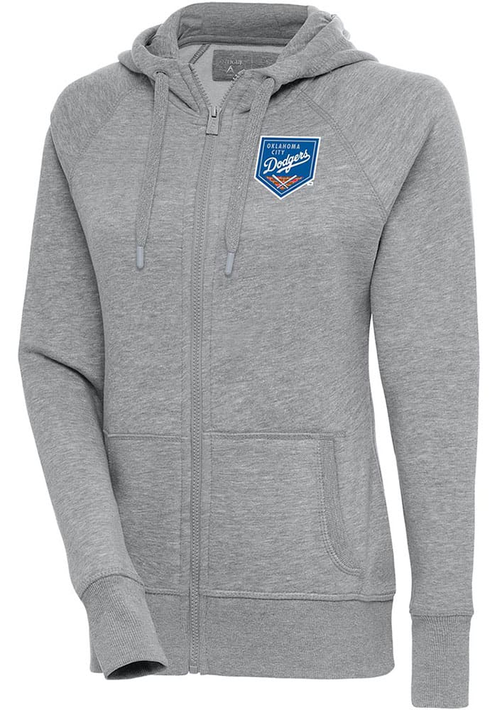 Antigua Los Angeles Dodgers Women's Grey Victory Full Long Sleeve Full Zip Jacket, Grey, 52% Cot / 48% Poly, Size XL, Rally House