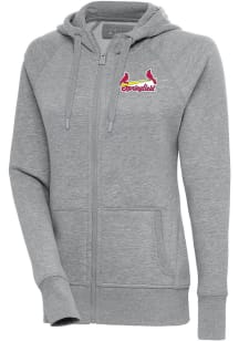 Antigua Springfield Cardinals Womens Grey Victory Long Sleeve Full Zip Jacket