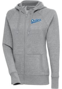 Antigua Tulsa Drillers Womens Grey Victory Long Sleeve Full Zip Jacket