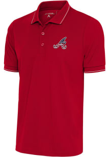 Antigua Atlanta Braves Mens Red Affluent Short Sleeve Polo