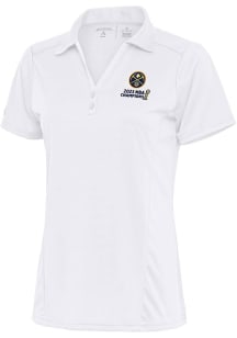 Antigua Denver Nuggets Womens White 2023 NBA Finals Champions Tribute Short Sleeve Polo Shirt