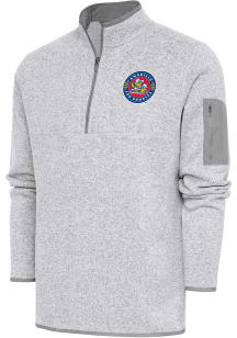 Antigua Amarillo Sod Poodles Mens Grey Fortune Long Sleeve 1/4 Zip Fashion Pullover