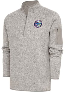 Antigua Jersey Shore BlueClaws Mens Oatmeal Fortune Long Sleeve 1/4 Zip Fashion Pullover