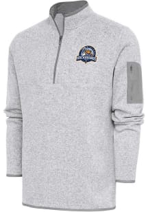 Antigua Midland RockHounds Mens Grey Fortune Long Sleeve 1/4 Zip Fashion Pullover