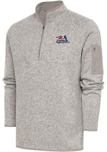 Antigua Somerset Patriots Mens Oatmeal Fortune Long Sleeve 1/4 Zip Fashion Pullover