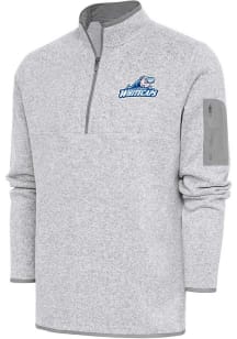 Antigua West Michigan Whitecaps Mens Grey Fortune Long Sleeve 1/4 Zip Fashion Pullover