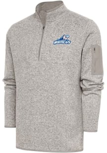 Antigua West Michigan Whitecaps Mens Oatmeal Fortune Long Sleeve 1/4 Zip Fashion Pullover
