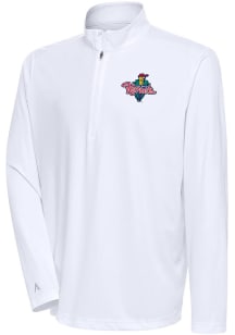 Antigua Cedar Rapids Kernels Mens White Tribute Long Sleeve 1/4 Zip Pullover