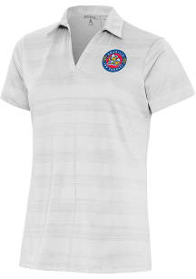 Antigua Amarillo Sod Poodles Womens White Compass Short Sleeve Polo Shirt