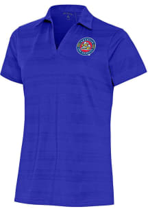 Antigua Amarillo Sod Poodles Womens Blue Compass Short Sleeve Polo Shirt