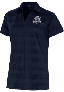 Antigua Midland RockHounds Womens Navy Blue Compass Short Sleeve Polo Shirt