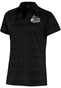 Antigua Quad Cities River Bandits Womens Black Compass Short Sleeve Polo Shirt