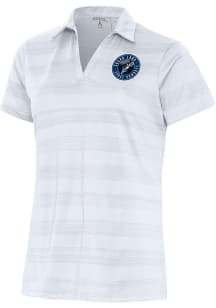 Antigua Sugar Land Space Cowboys Womens White Compass Short Sleeve Polo Shirt