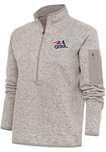 Antigua Somerset Patriots Womens Oatmeal Fortune 1/4 Zip Pullover