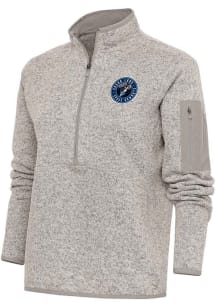 Antigua Sugar Land Space Cowboys Womens Oatmeal Fortune 1/4 Zip Pullover