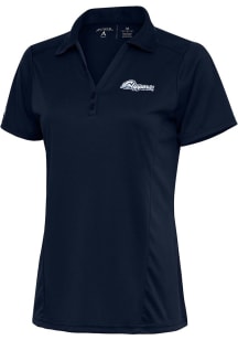 Antigua Columbus Clippers Womens Navy Blue Tribute Short Sleeve Polo Shirt